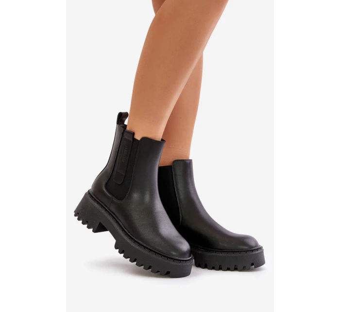 Kožené Zateplené Kozačky Chelsea Dámské Big Star OO274A386 Černé