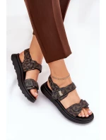 Materiálové dámské sandály na platformě černo-hnědé Leriot Materiálové dámské sandály na platformě černo-hnědé Leriot