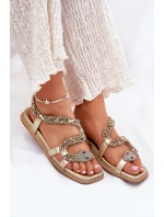 Dámské sandály se zdobením eko kůže  zlaté model 21693435 - Artiker