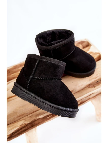 Dětské Teplé Sněhule Semišové černé Gooby Dětské Teplé Sněhule Semišové černé Gooby