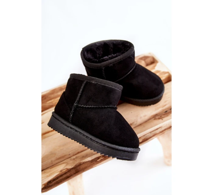 Dětské Teplé Sněhule Semišové černé Gooby Dětské Teplé Sněhule Semišové černé Gooby