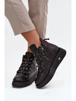 Kožené dámské boty Artiker – černé, zateplené, na platformě Kožené dámské boty Artiker – černé, zateplené, na platformě