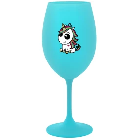DUHOVÝ JEDNOROŽEC - tyrkysový pohár na víno 350 ml