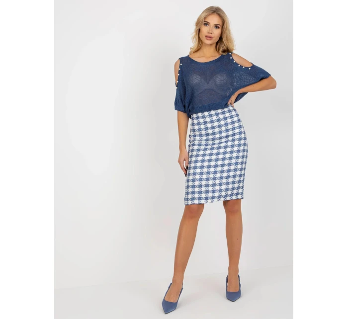 Dámská sukně LK SD 506462.12P bílo modrá - FPrice Dámská sukně LK SD 506462.12P bílo modrá - FPrice