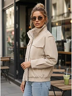 Dámská semišová bunda bomber model 22393406 béžová - FashionStreet Dámská semišová bunda bomber model 22393406 béžová - FashionStreet