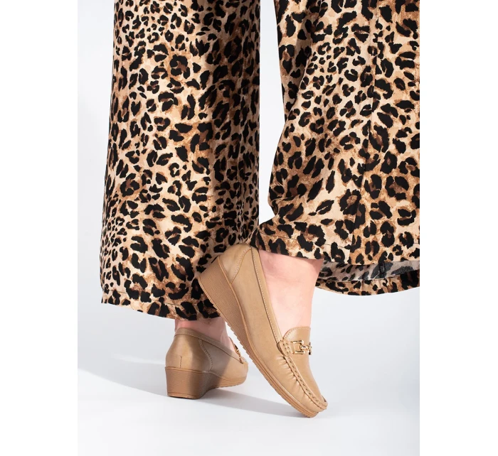 Designové mokasíny hnědé dámské na klínku Designové mokasíny hnědé dámské na klínku