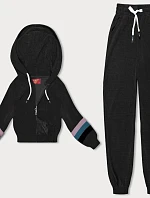 Dámská tepláková souprava s barevnými vsadkami černá (AMG-346A)