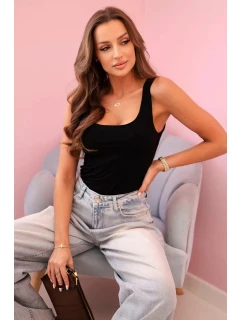 Dámská halenka na ramínka s výstřihem černý