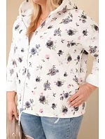 Dámská jarní bunda Plus Size s drobným květinovým vzorem grafitová