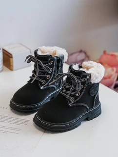 Dětské Trapery Botky Na Zip s Kožušinou Černé Marialee