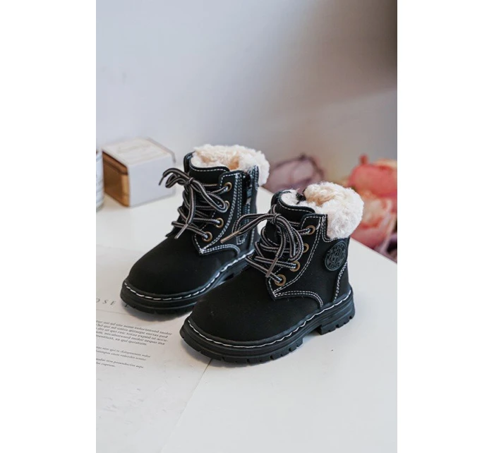 Dětské Trapery Botky Na Zip s Kožušinou Černé Marialee Dětské Trapery Botky Na Zip s Kožušinou Černé Marialee