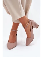 Kožené Lodičky Na Podpatku model 21694783 Béžové - Maciejka Kožené Lodičky Na Podpatku model 21694783 Béžové - Maciejka