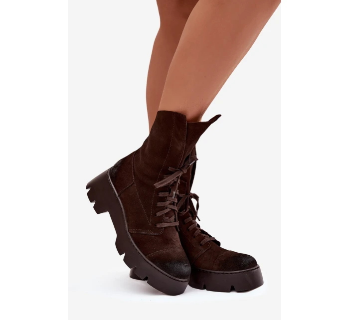 Dámské workery Z Naturalnego Zamszu Zazoo 976 Čokoládové Dámské workery Z Naturalnego Zamszu Zazoo 976 Čokoládové