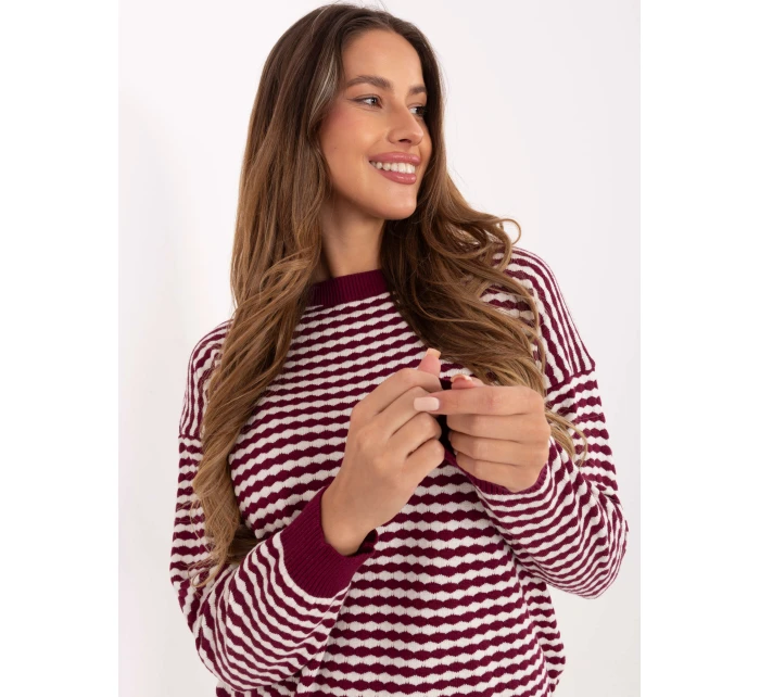 Sweter IT SW model 21717628 bordowy - FPrice Sweter IT SW model 21717628 bordowy - FPrice