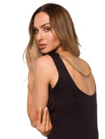 M667 Šaty Shaeth s ozdobným řetízkem na zádech - černé