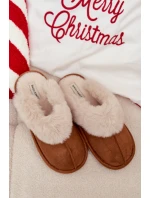 Dámské pantofle s kožíškem – camel Delissa Dámské pantofle s kožíškem – camel Delissa