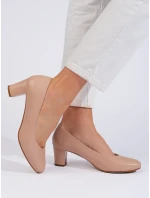 Originální hnědé lodičky dámské na širokém podpatku Originální hnědé lodičky dámské na širokém podpatku