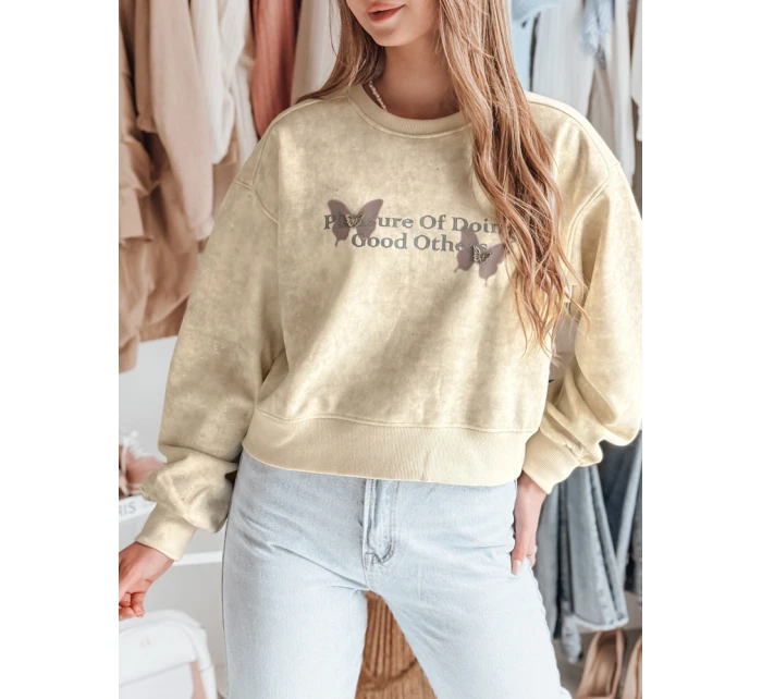 Dámská oversize mikina s kravatou v barvě  ecru Dstreet model 21988051 - FashionStreet