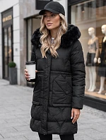 Dámská zimní prošívaná bunda s kapucí, černá, FashionStreet TY5824