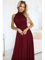 dlouhé šaty s  a elegantní  vínová barva model 21417004 - numoco basic