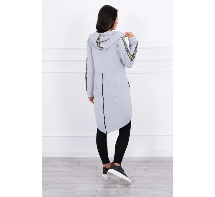 Mikina se zipem na zádech šedá