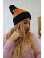 Dámská čepice Kinga K297 black+orange+green neon Dámská čepice Kinga K297 black+orange+green neon