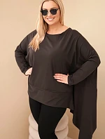 Dámská tunika Plus Size z bavlny s asymetrickým spodem hnědá