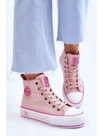 Dámské vysoké textilní tenisky na platformě Big Star model 21608432 Růžová - Big Star Shoes Dámské vysoké textilní tenisky na platformě Big Star model 21608432 Růžová - Big Star Shoes