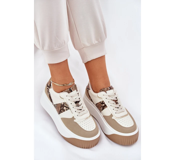 Dámské Tenisky Na Masivní Platformě Zvířecí Vzor Béžové Telanila Dámské Tenisky Na Masivní Platformě Zvířecí Vzor Béžové Telanila