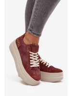 Semišové tenisky na masivní platformě model 21708711 Fialové - Zazoo Semišové tenisky na masivní platformě model 21708711 Fialové - Zazoo