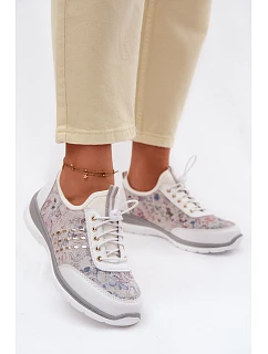 Dámské vzorované kožené polobotky model 22100272 bílé - D&A