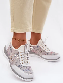 Dámské vzorované kožené polobotky model 22100272 bílé - D&A