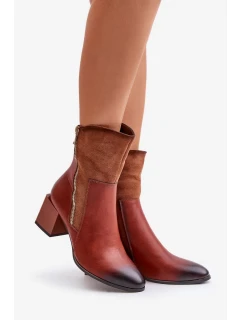 Zateplené Dámské Kotníkové Boty Na Podpatku Hnědé Relabina
