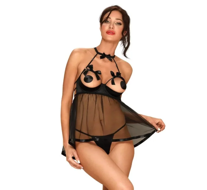 Pikantní košilka model 14798736 babydoll black - Obsessive