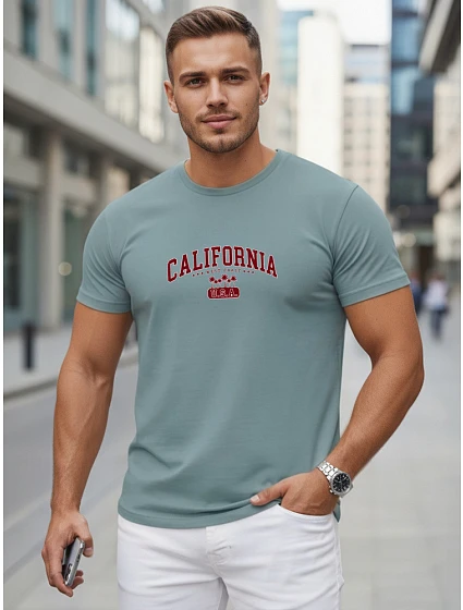 Tshirt męski bawełniany z nadrukiem California petrol model 22316134 - FashionStreet