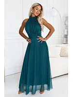 – dlouhé šaty s detailem a střihem – zelené model 22297218 - numoco basic – dlouhé šaty s detailem a střihem – zelené model 22297218 - numoco basic