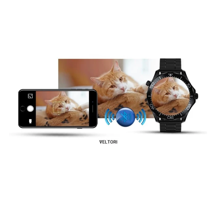 VELTORI VT150-1 Smartwatch Černý silikonový řemínek + černý náramek VELTORI VT150-1 Smartwatch Černý silikonový řemínek + černý náramek