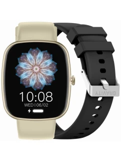 Dámské chytré hodinky GRAVITY GT18-7 béžový silikonový řemínek + černý řemínek