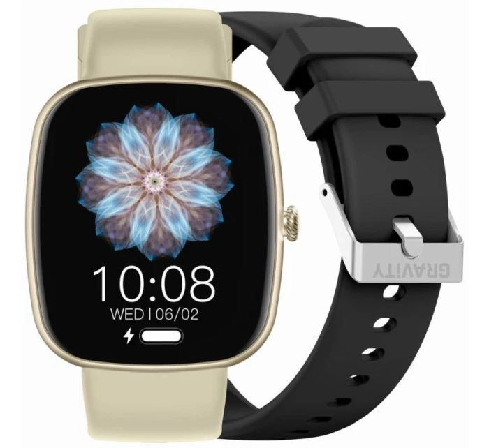 Dámské chytré hodinky GRAVITY GT18-7 béžový silikonový řemínek + černý řemínek Dámské chytré hodinky GRAVITY GT18-7 béžový silikonový řemínek + černý řemínek