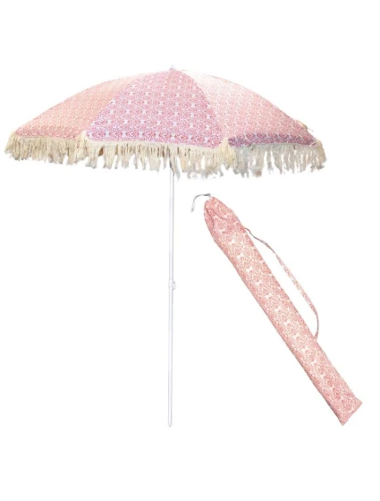 PLÁŽOVÝ A ZAHRADNÍ SLUNEČNÍK SE STŘAPCI 174 CM ČERVENÝ