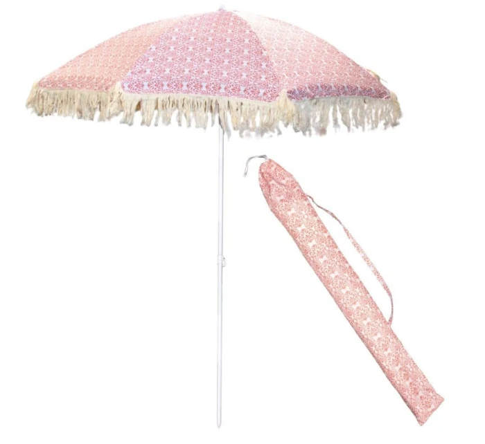 PLÁŽOVÝ A ZAHRADNÍ SLUNEČNÍK SE STŘAPCI 174 CM ČERVENÝ