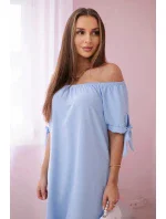 Šaty svázané na rukávech modré Šaty svázané na rukávech modré