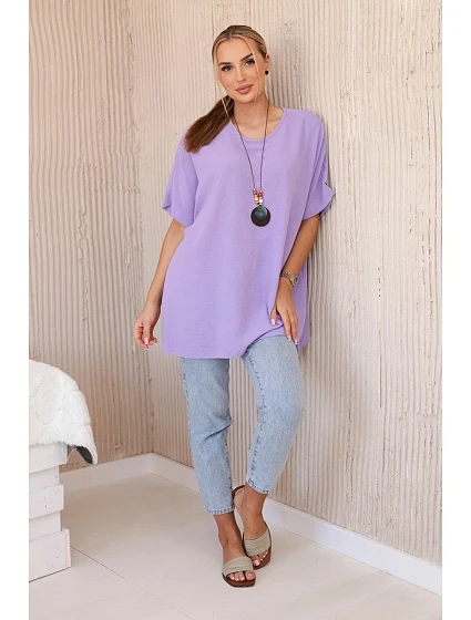 Oversized halenka s přívěskem světle fialová