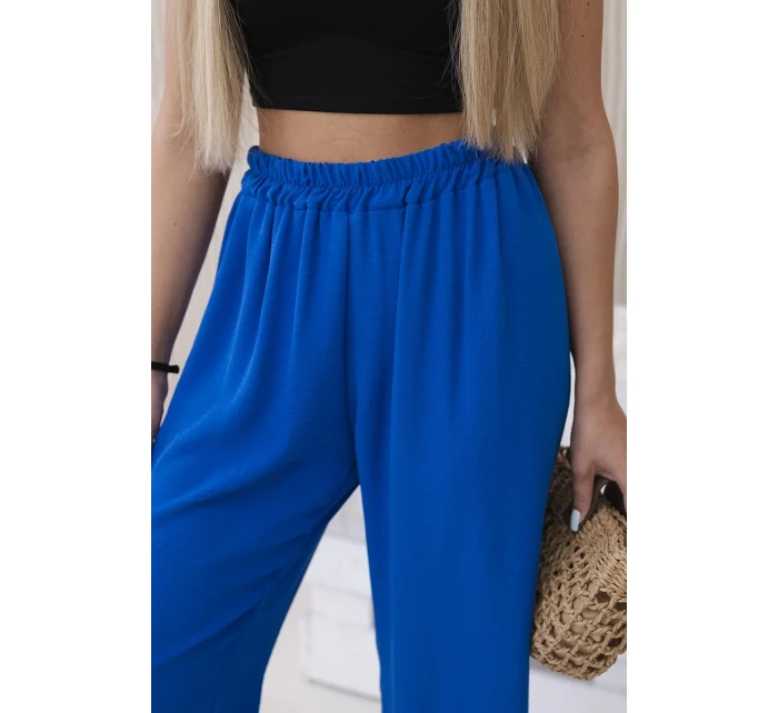 Kalhoty se širokými nohavicemi chrpově modrá Kalhoty se širokými nohavicemi chrpově modrá