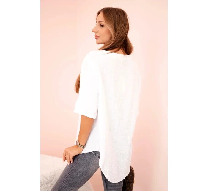 Dámská mušelínová košile s knoflíkem bílý