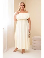 Dámské šaty Plus Size s volánem a elastickým pasem žlutá