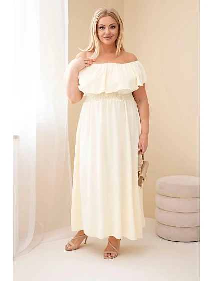 Dámské šaty Plus Size s volánem a elastickým pasem žlutá