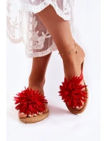 Dámské žabky s látkovým ornamentem Červené Eviana Dámské žabky s látkovým ornamentem Červené Eviana