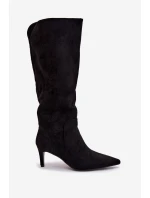 Kozačky Na Podpatku S Eko Černé model 21788139 - Boto Kozačky Na Podpatku S Eko Černé model 21788139 - Boto