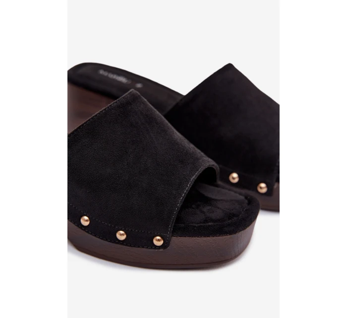 Dámské sandály na klíně s zlatými přezkami Černé Davessa